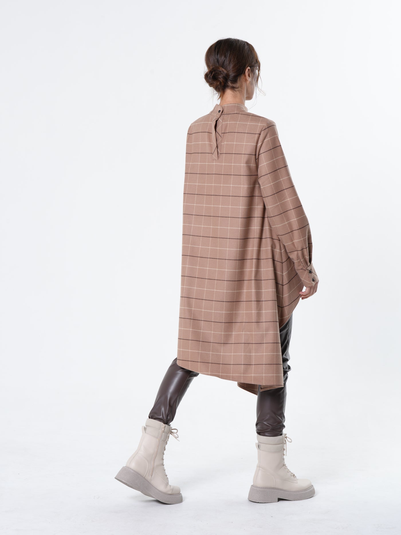 Checked Asymmetric Tunic Shirt