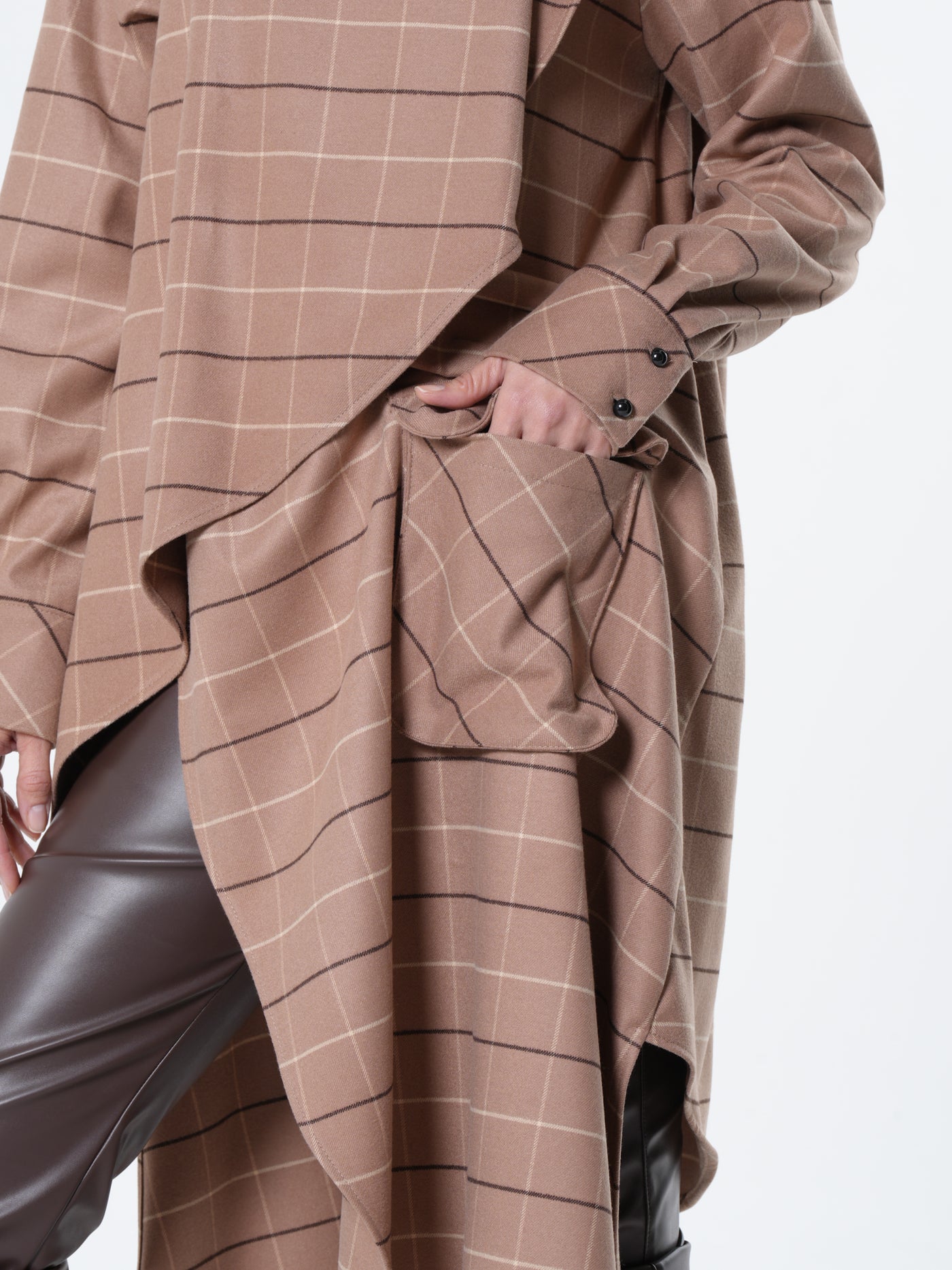Checked Asymmetric Tunic Shirt