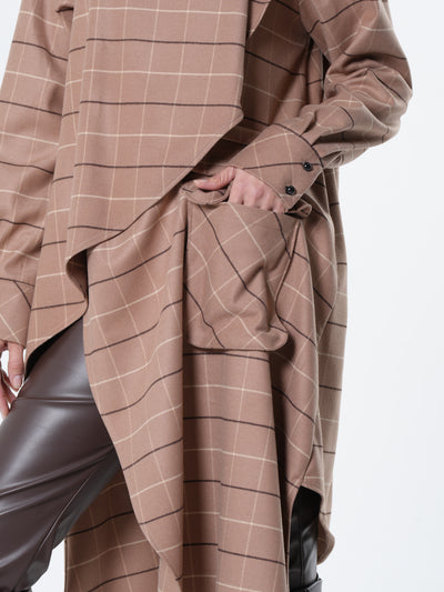 Checked Asymmetric Tunic Shirt