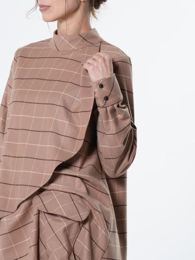 Checked Asymmetric Tunic Shirt