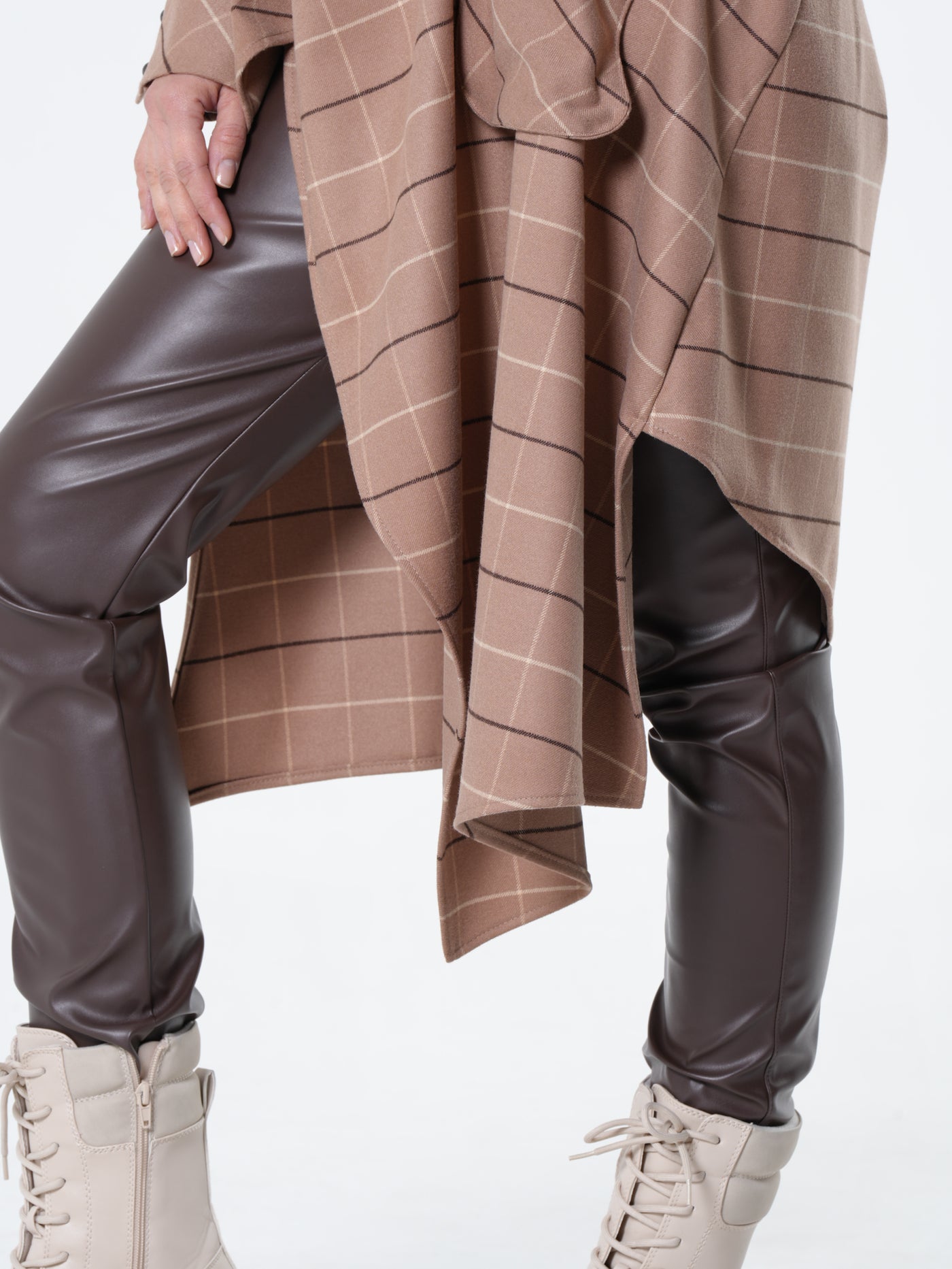 Checked Asymmetric Tunic Shirt