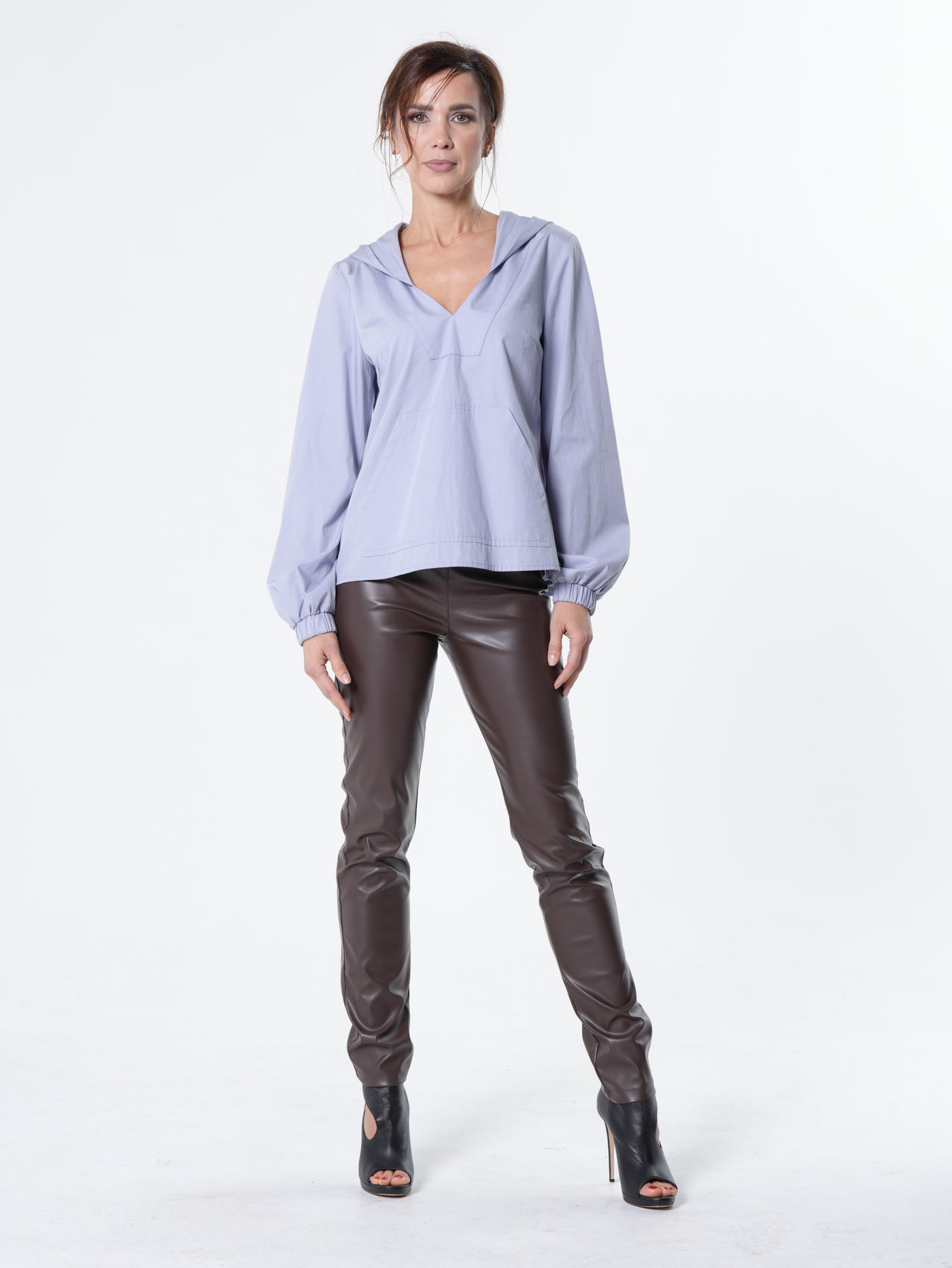 Vegan Leather Pants In Brown