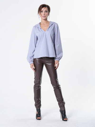 Vegan Leather Pants In Brown