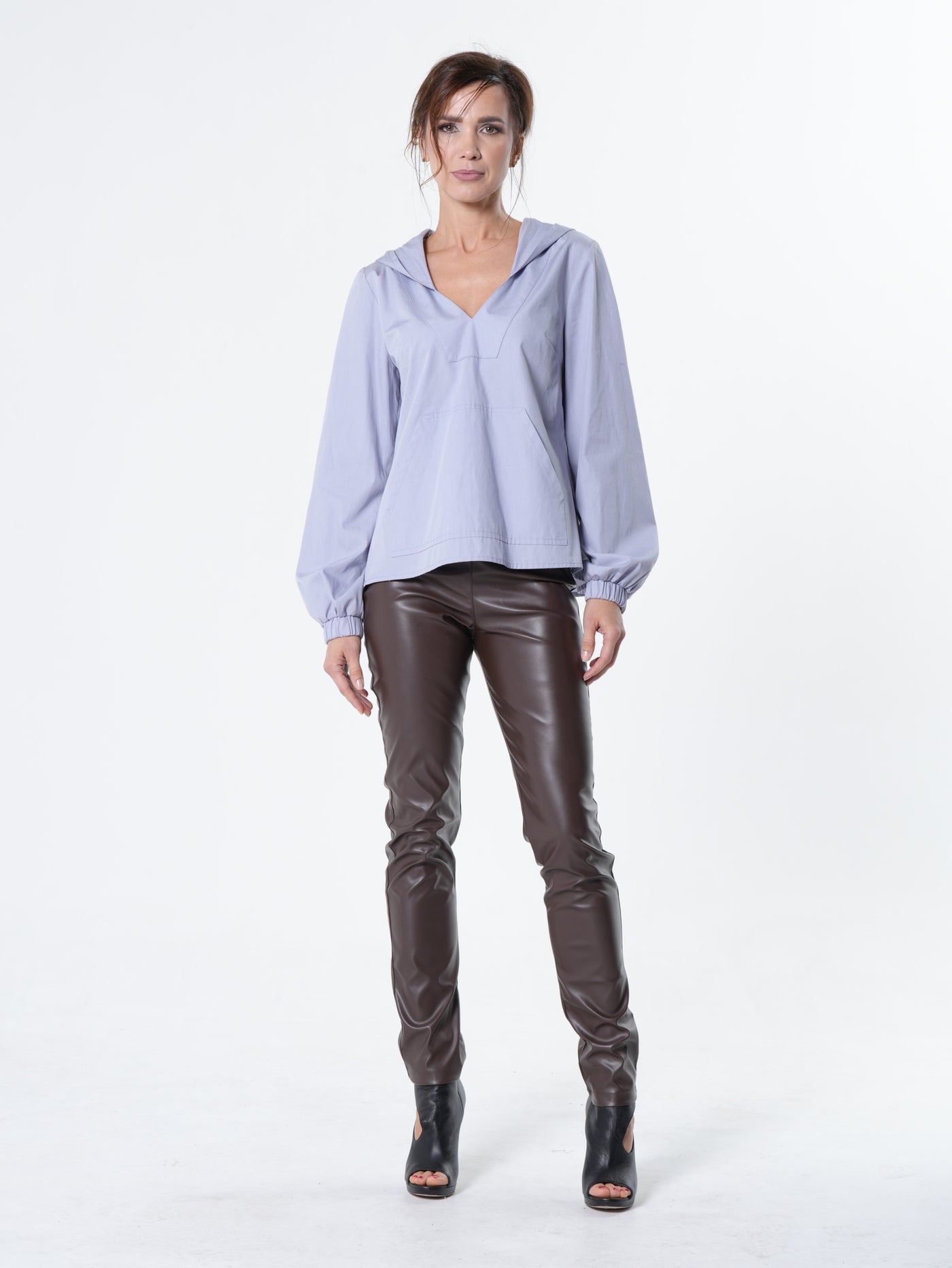 Vegan Leather Pants In Brown