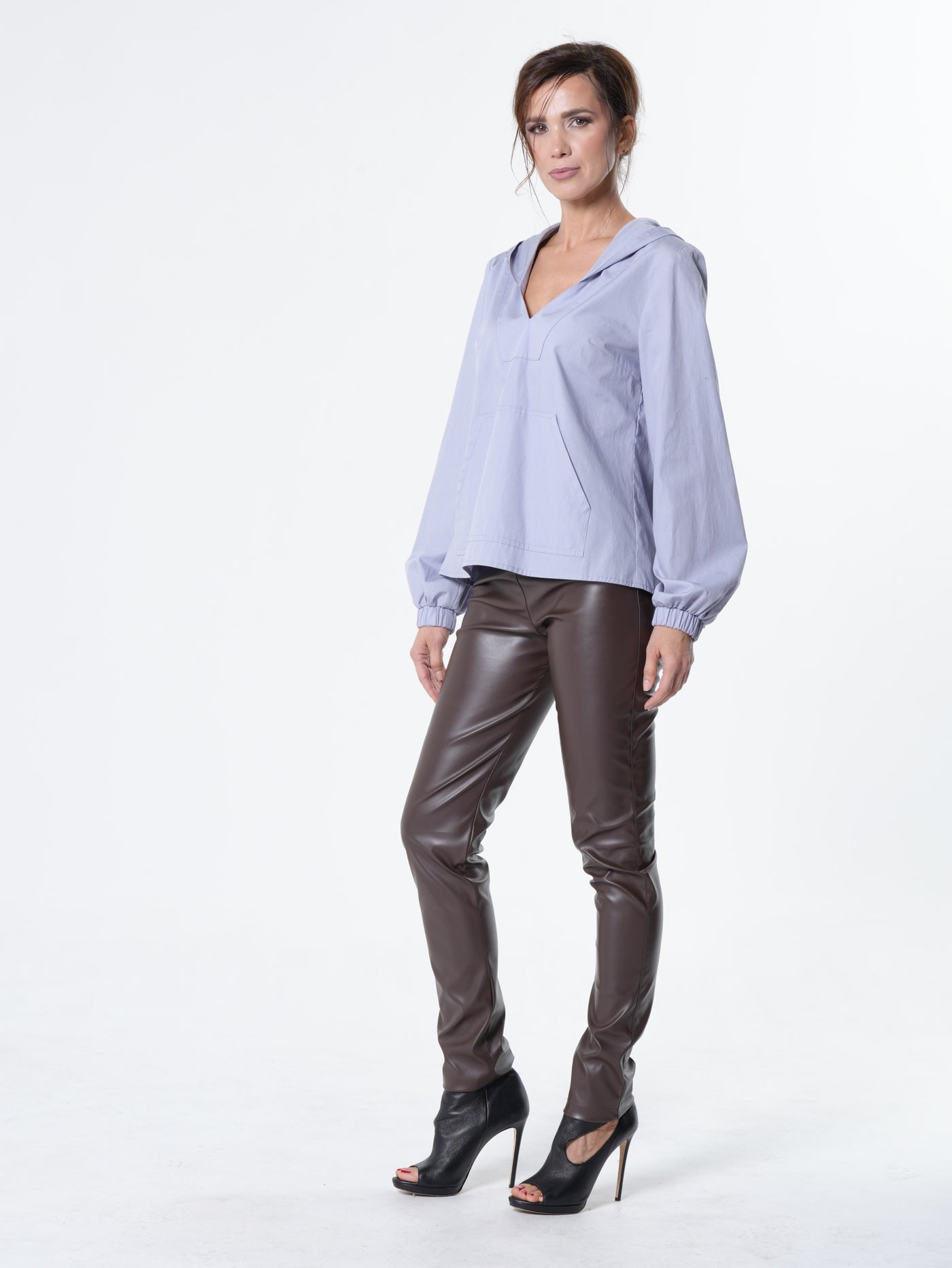 Vegan Leather Pants In Brown