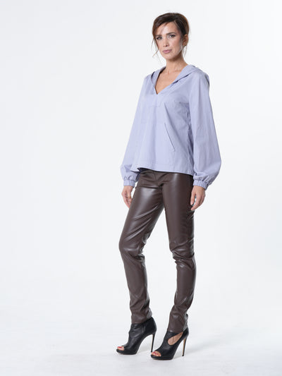 Vegan Leather Pants In Brown