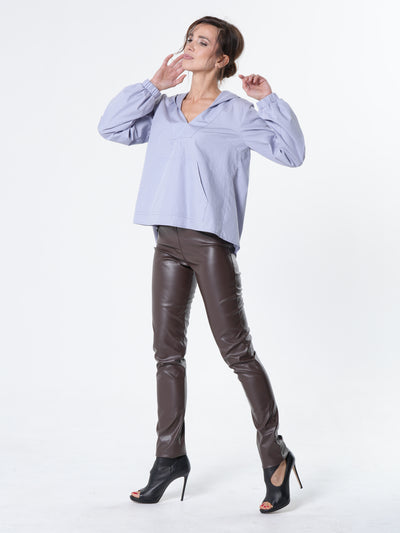 Vegan Leather Pants In Brown