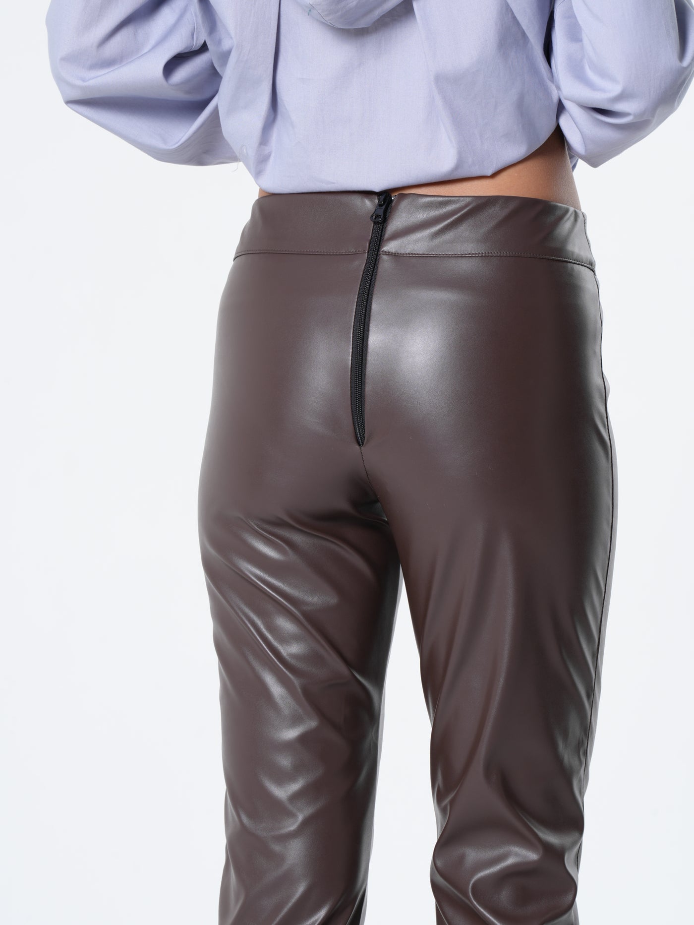 Vegan Leather Pants In Brown