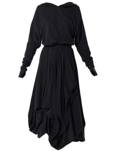 Hooded Midi Dress In Black