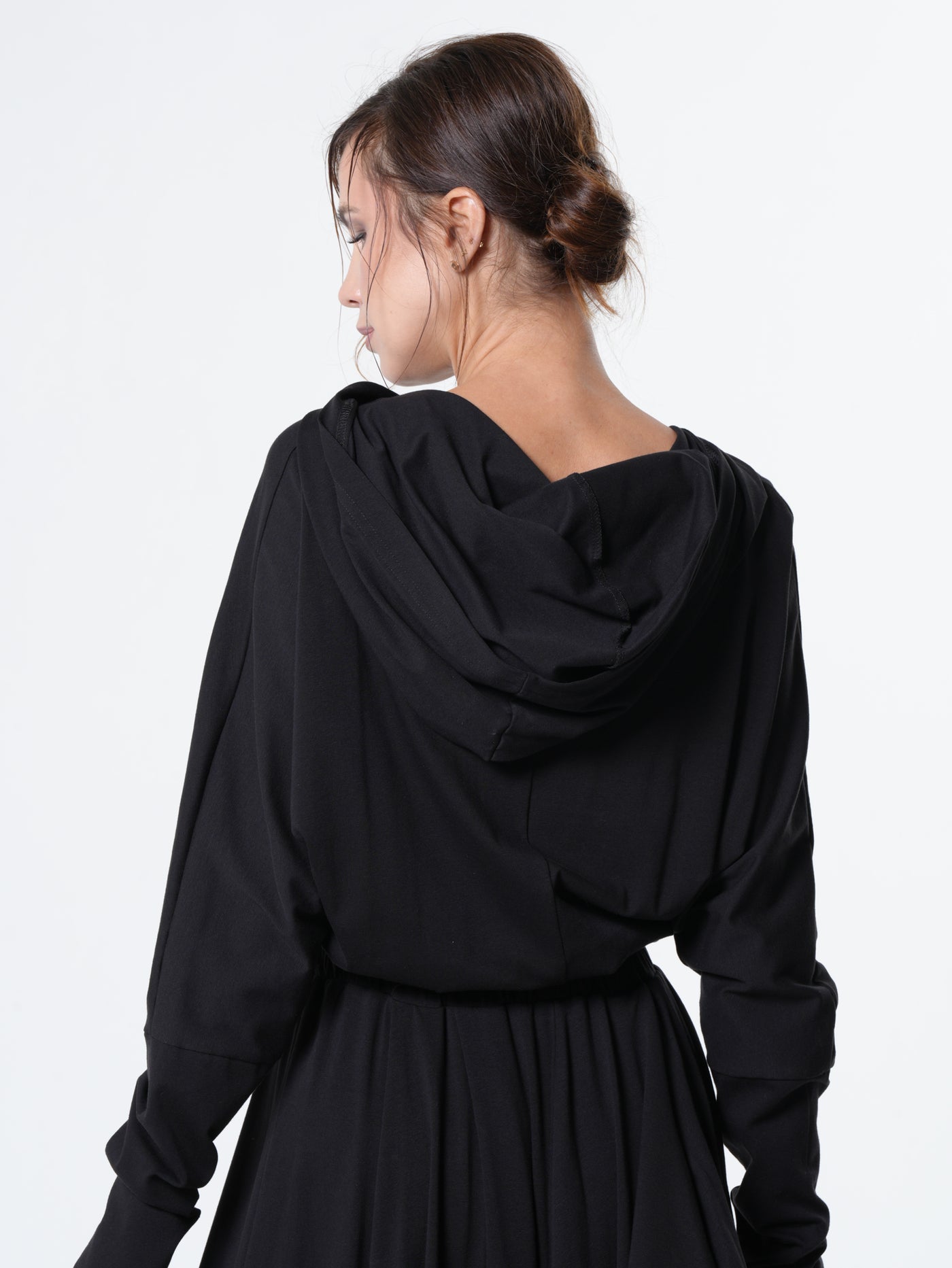 Hooded Midi Dress In Black