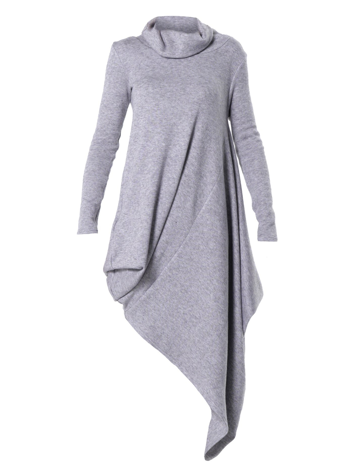 Asymmetric Turtleneck Knit Tunic Dress