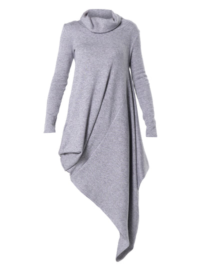 Asymmetric Turtleneck Knit Tunic Dress