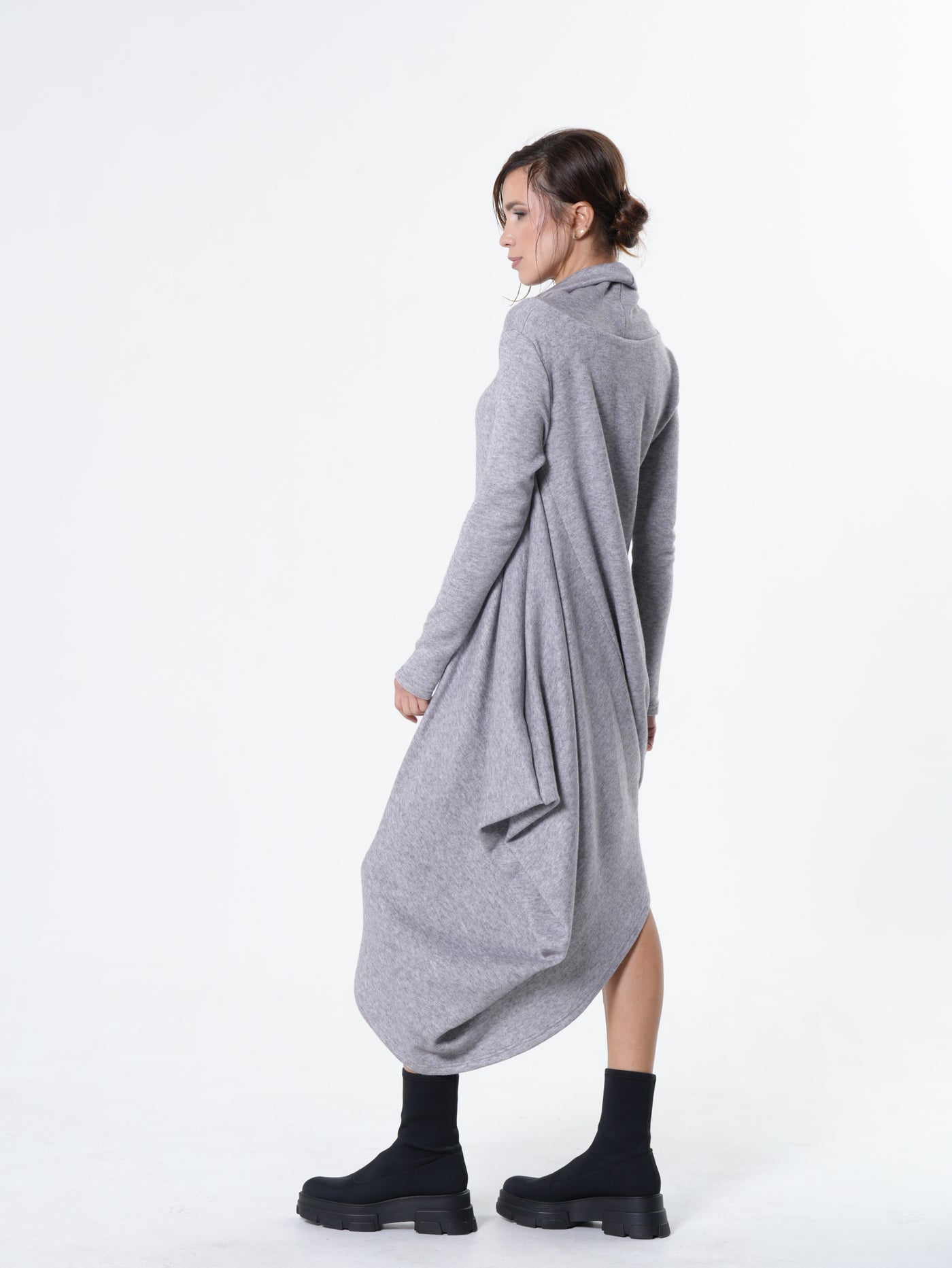 Asymmetric Turtleneck Knit Tunic Dress