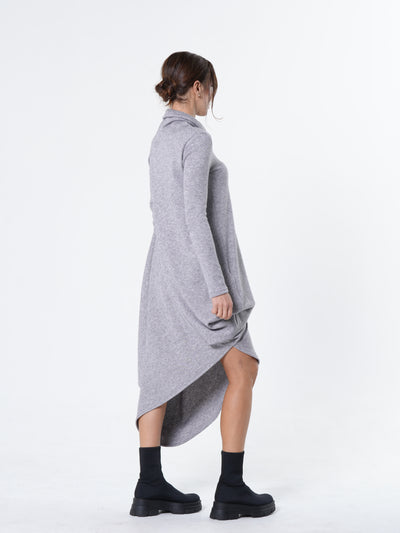 Asymmetric Turtleneck Knit Tunic Dress