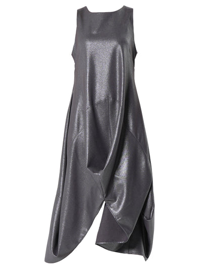 Silver Metallic Sleeveless Maxi Dress