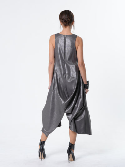 Silver Metallic Sleeveless Maxi Dress