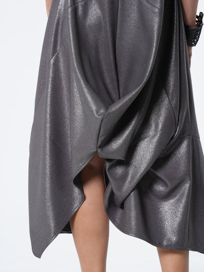 Silver Metallic Sleeveless Maxi Dress