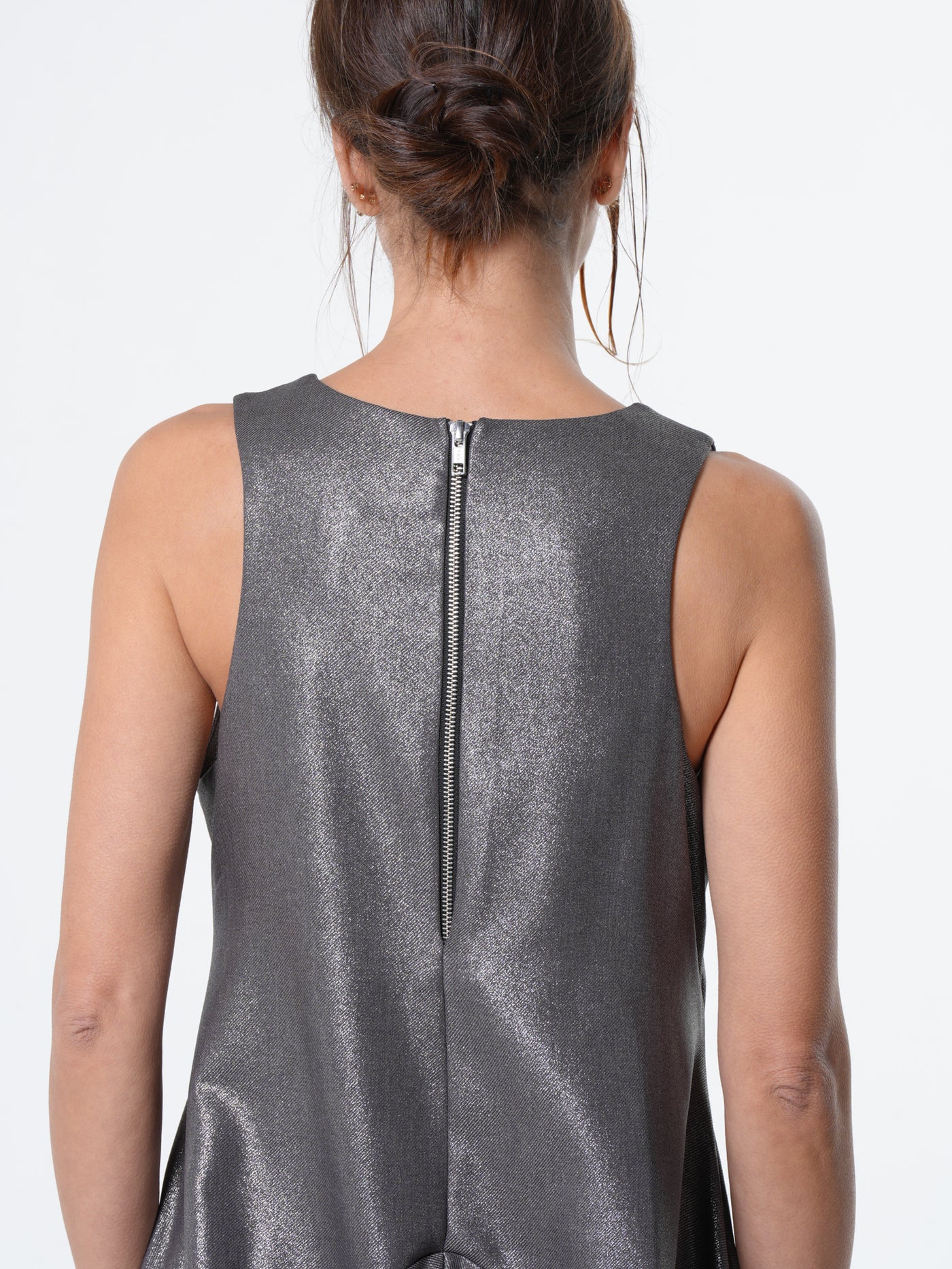 Silver Metallic Sleeveless Maxi Dress