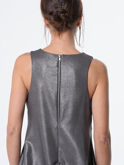 Silver Metallic Sleeveless Maxi Dress