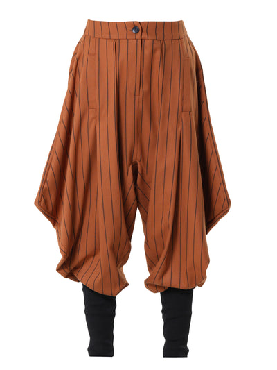 Striped Draped Harem Pants in Orange