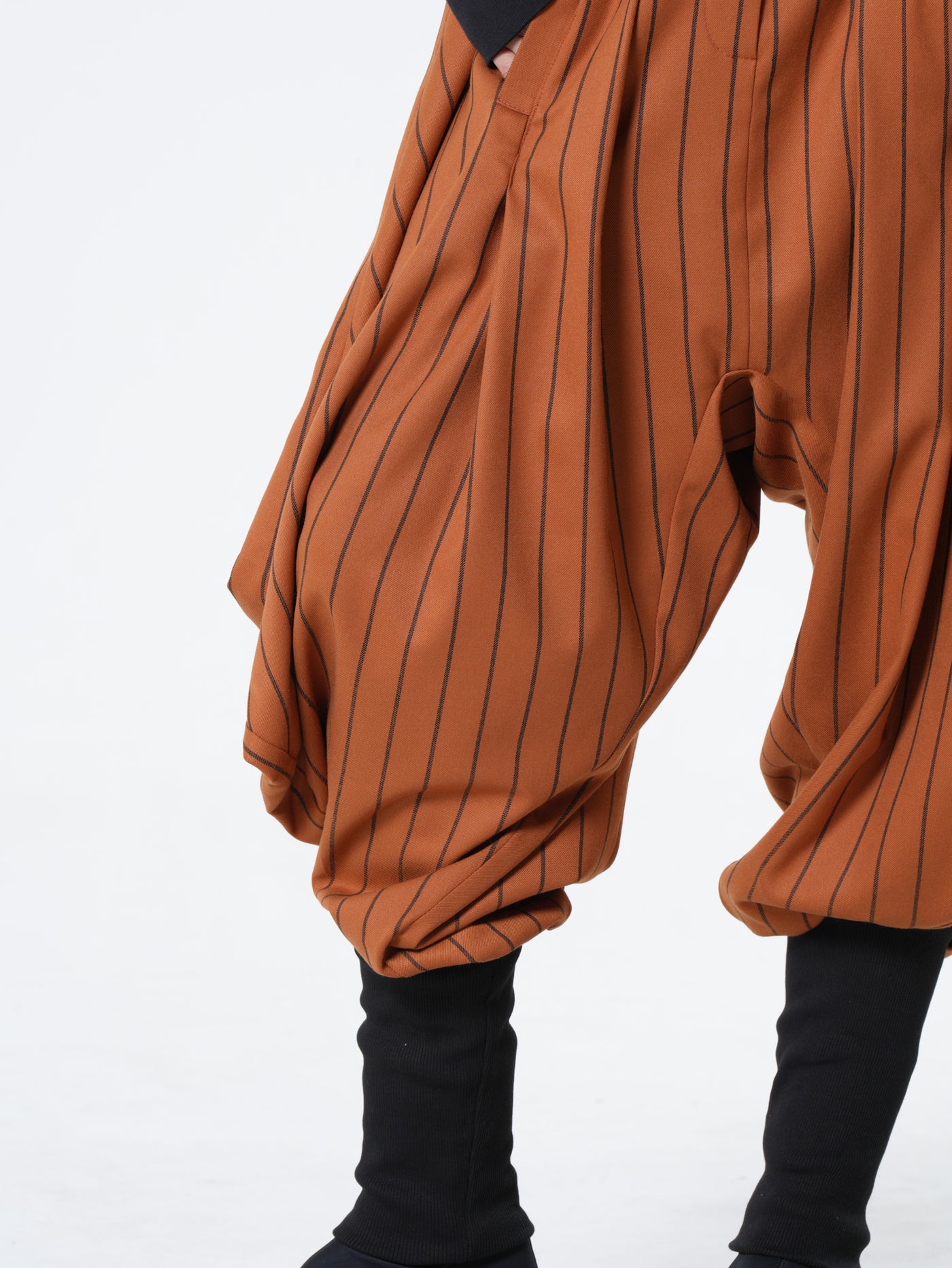 Striped Draped Harem Pants in Orange