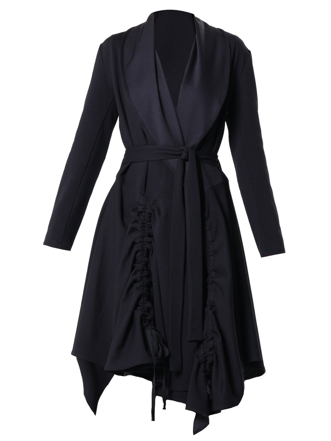 Long Belted Cardigan In Black