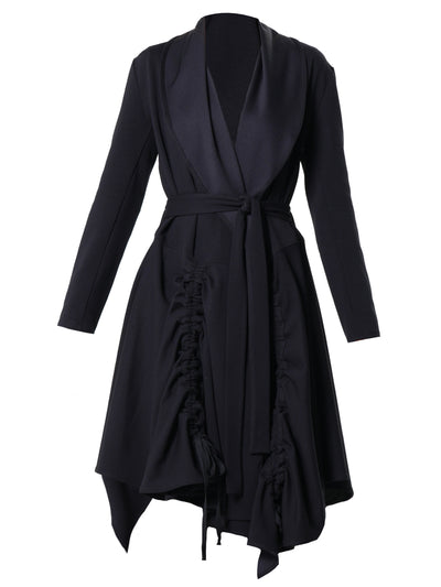 Long Belted Cardigan In Black