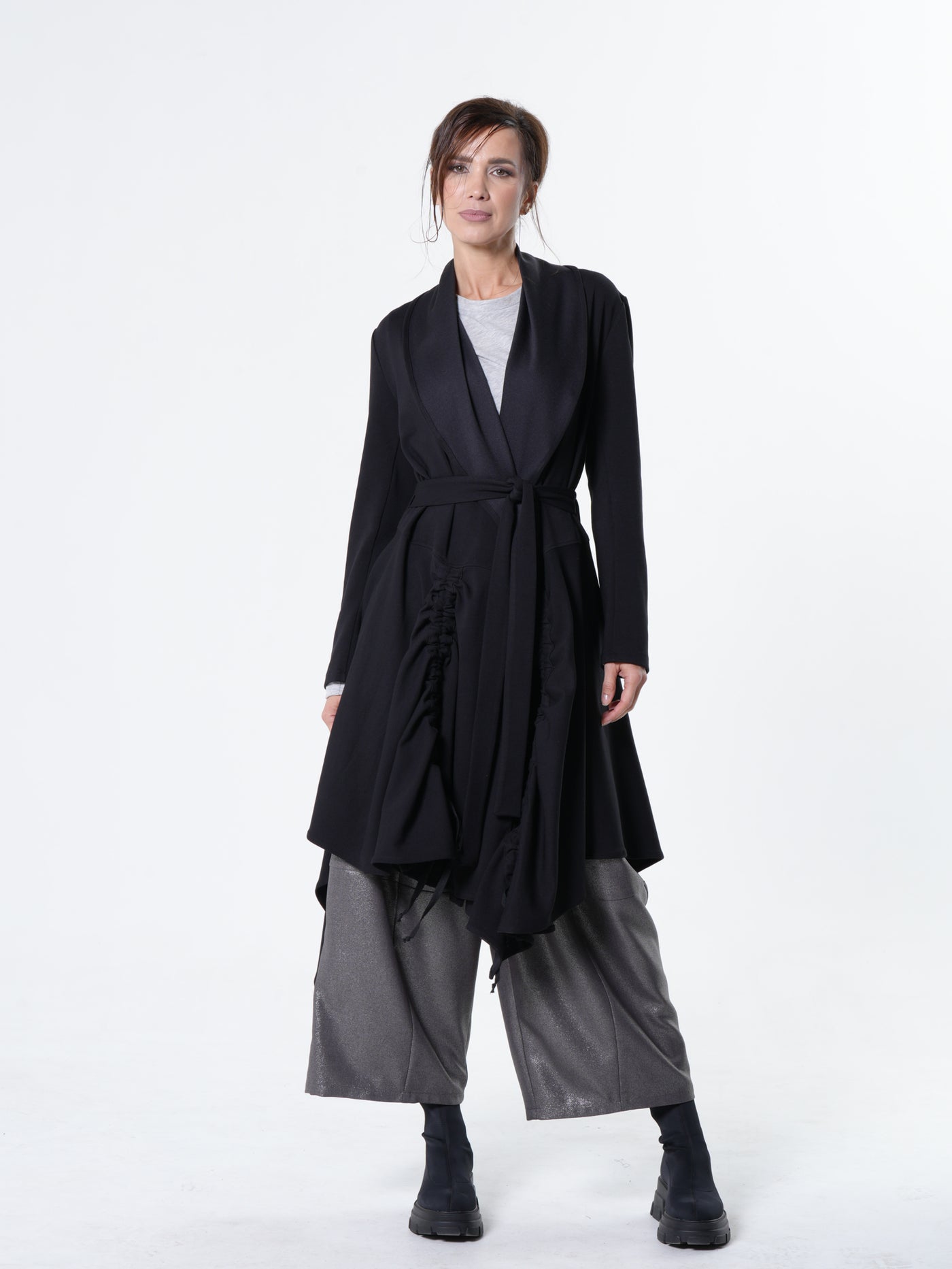 Long Belted Cardigan In Petrol
