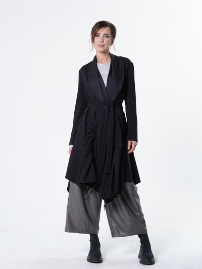 Long Belted Cardigan In Petrol