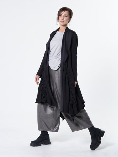 Long Belted Cardigan In Black