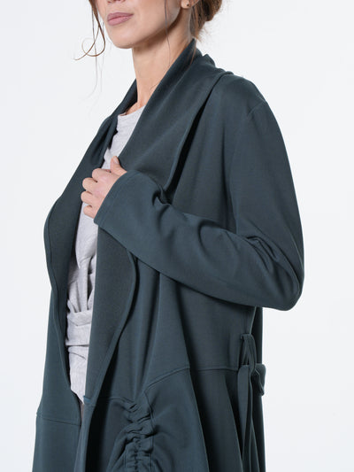 Long Belted Cardigan In Petrol