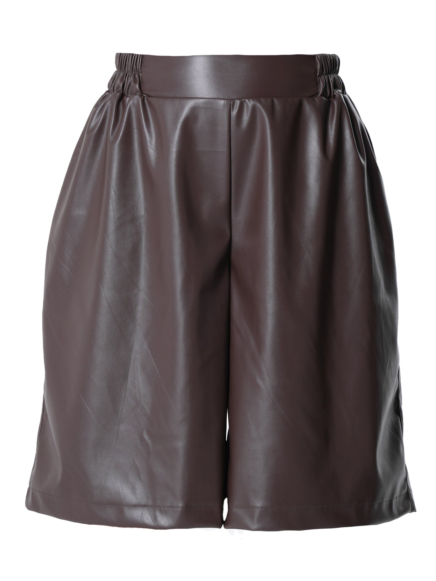 Vegan Leather Bermuda Shorts In Brown