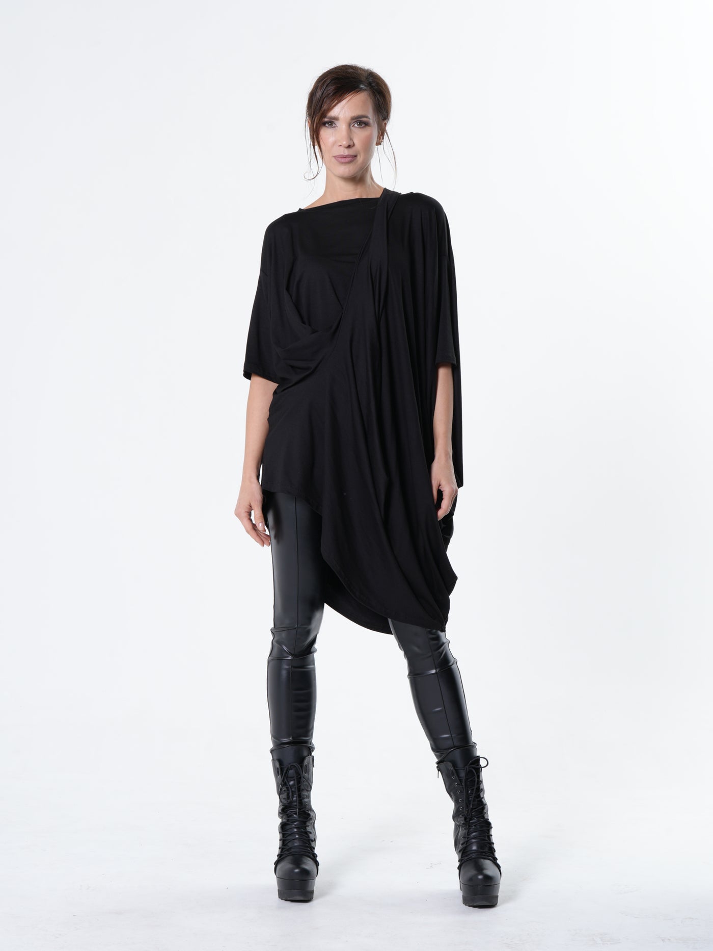 Black Asymmetric Loose Tunic