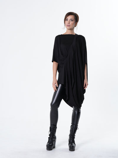 Black Asymmetric Loose Tunic