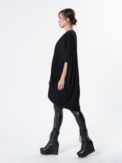 Black Asymmetric Loose Tunic