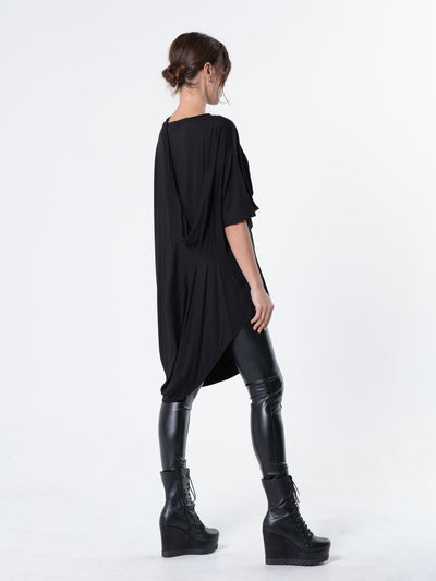 Black Asymmetric Loose Tunic