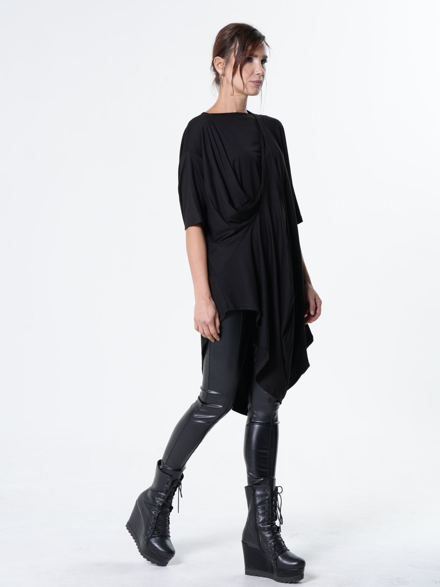 Black Asymmetric Loose Tunic