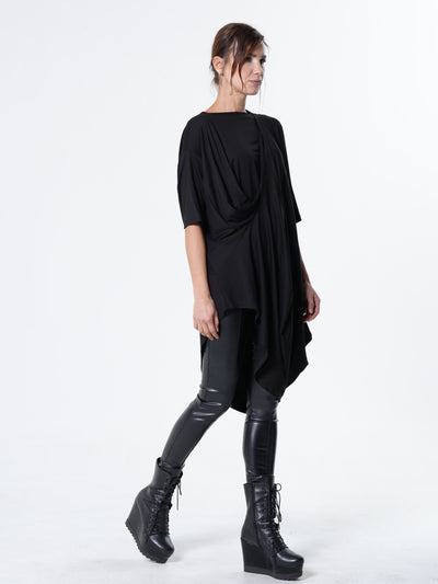 Black Asymmetric Loose Tunic