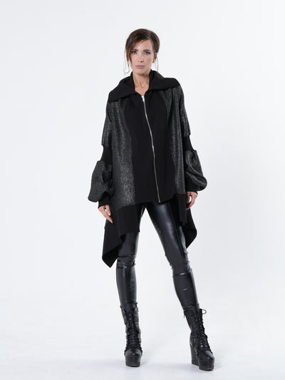 Extravagant Asymmetrical Metallic Cardigan