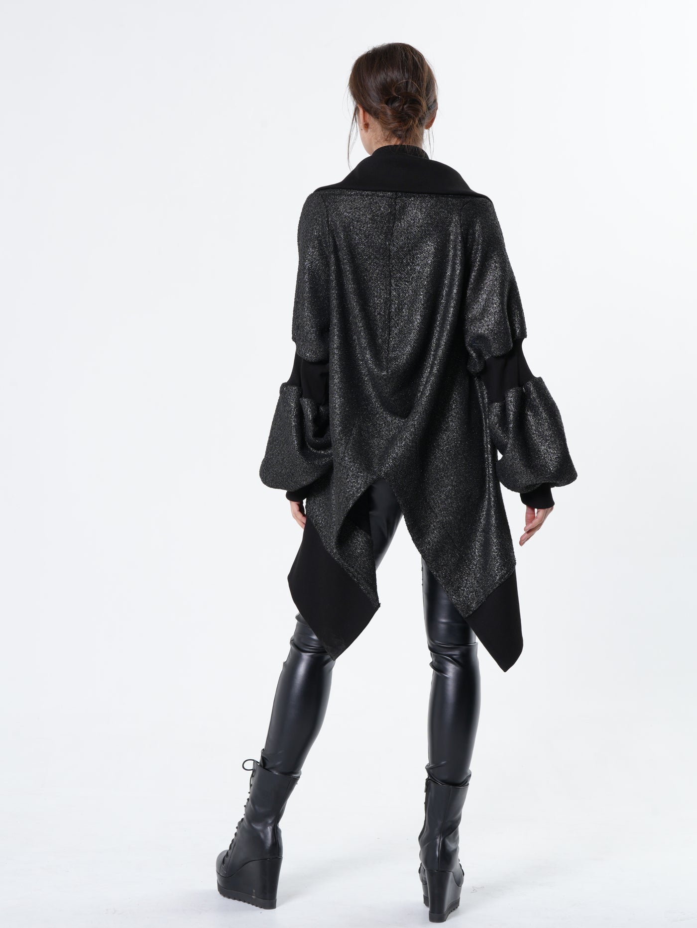 Extravagant Asymmetrical Metallic Cardigan