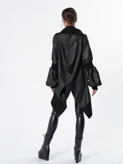 Extravagant Asymmetrical Metallic Cardigan