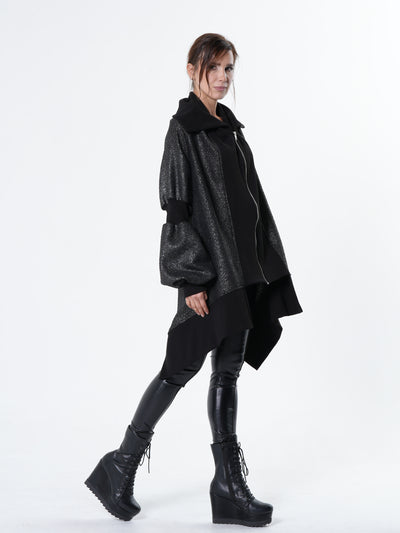 Extravagant Asymmetrical Metallic Cardigan