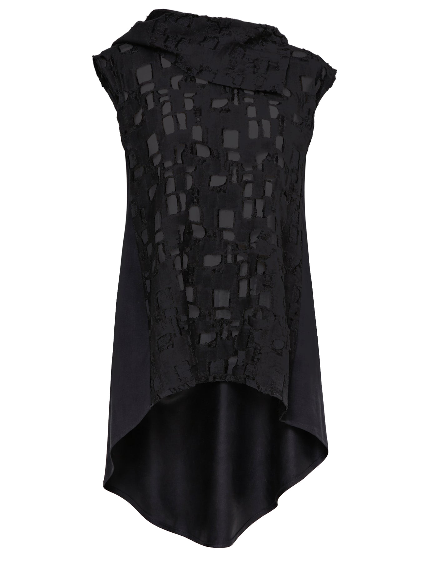 Open Back Tunic with Textured Sheer Front – Metamorphoza