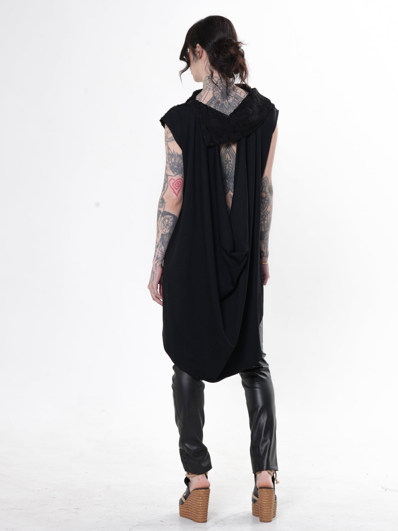 Open Back Tunic with Textured Sheer Front – Metamorphoza