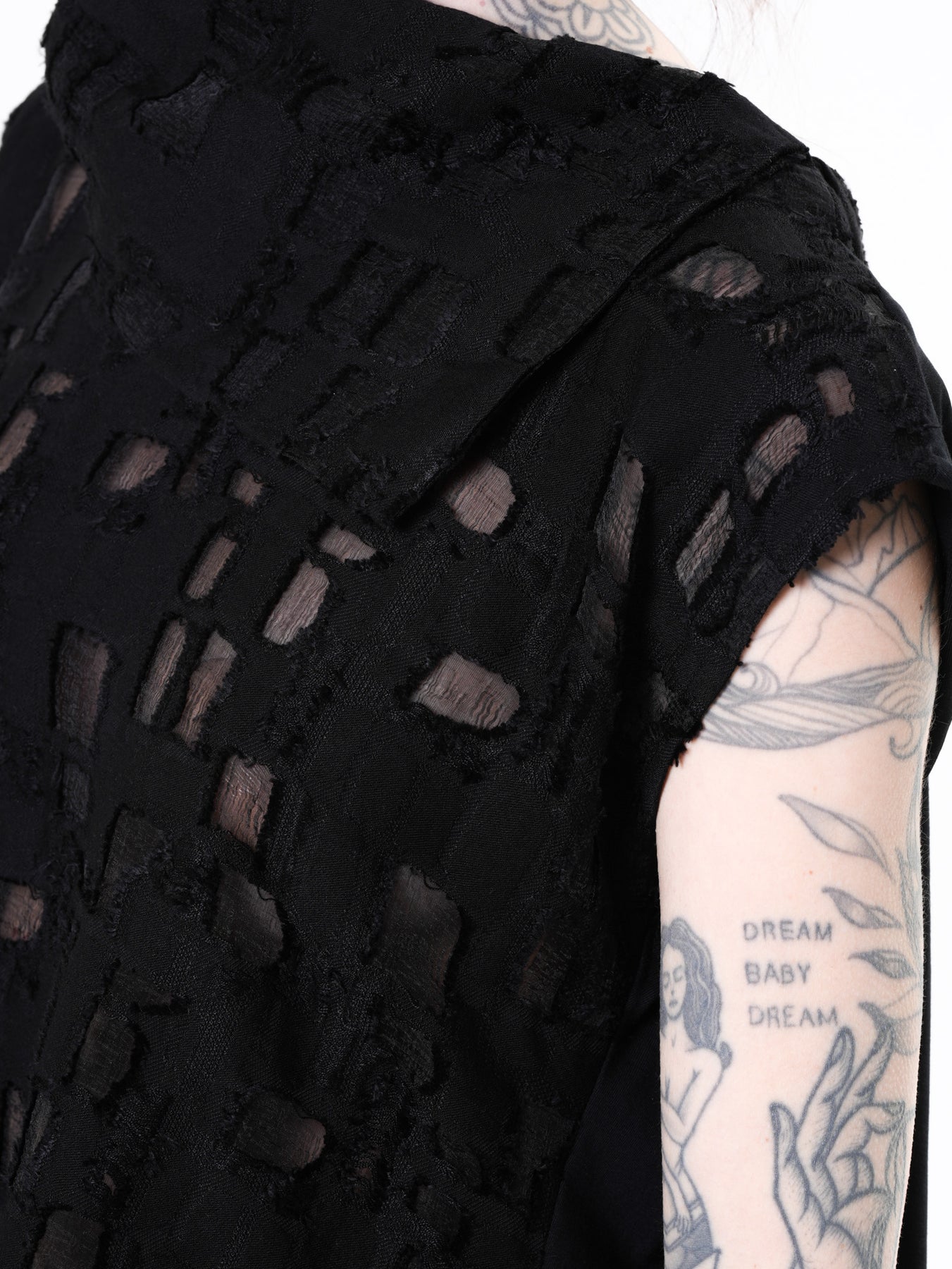 Open Back Tunic with Textured Sheer Front – Metamorphoza