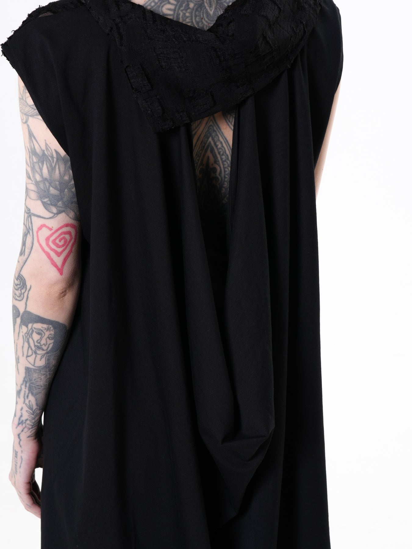 Open Back Tunic with Textured Sheer Front – Metamorphoza