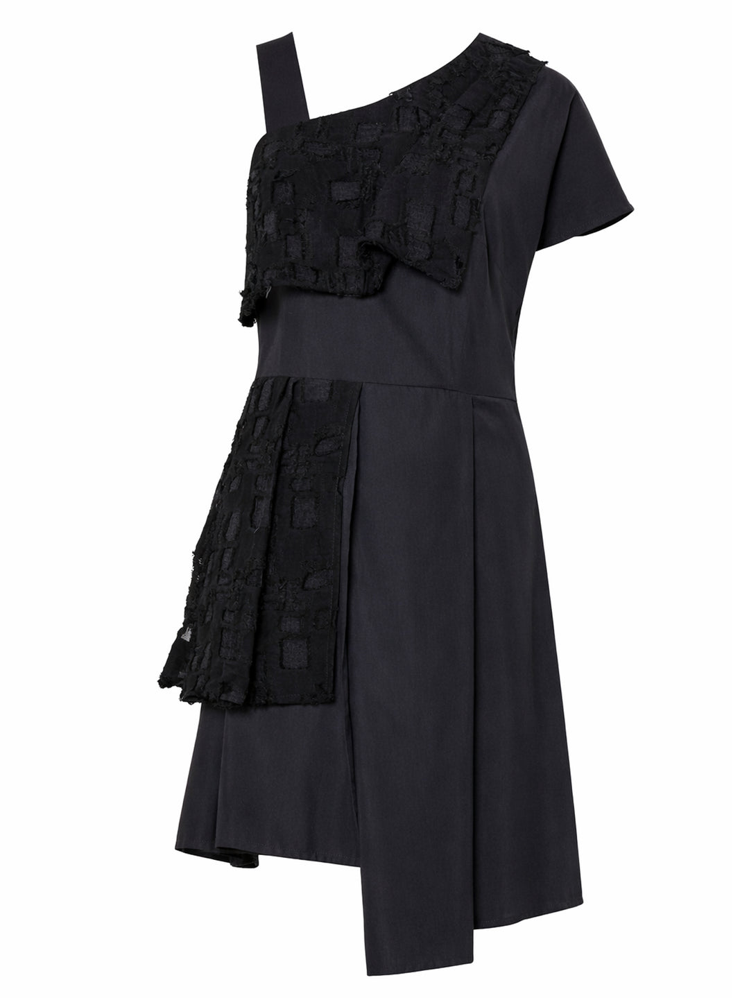 asymmetric tunic dress Asymmetric One-Shoulder Tunic Dress With Textured Accents
