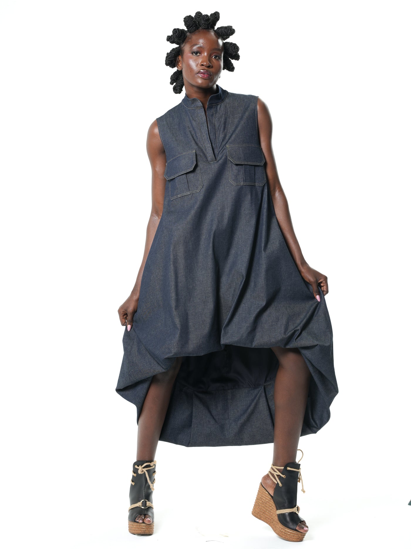 High-Low Denim Dress