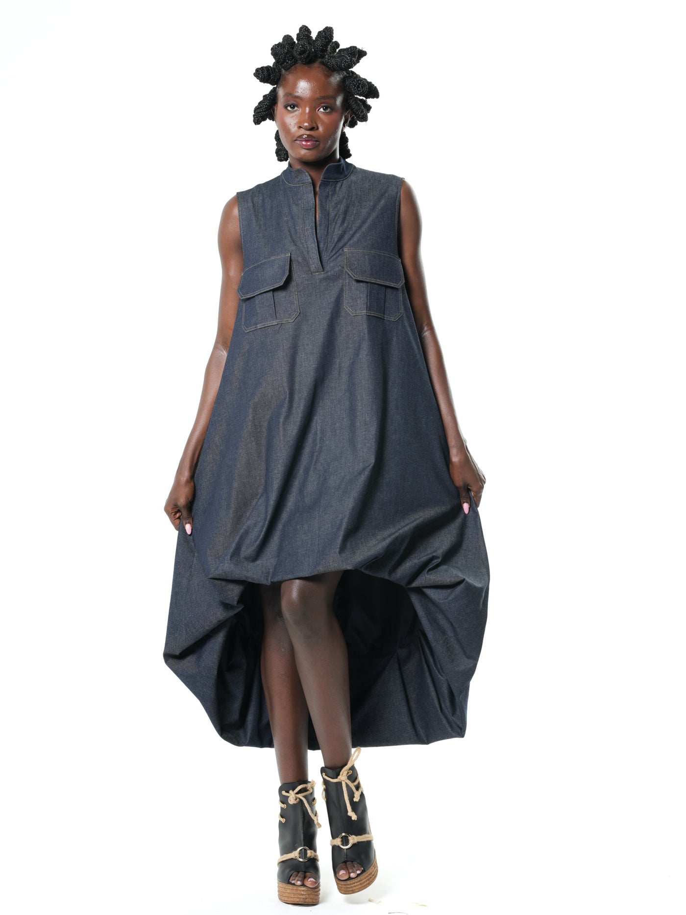 High-Low Denim Dress