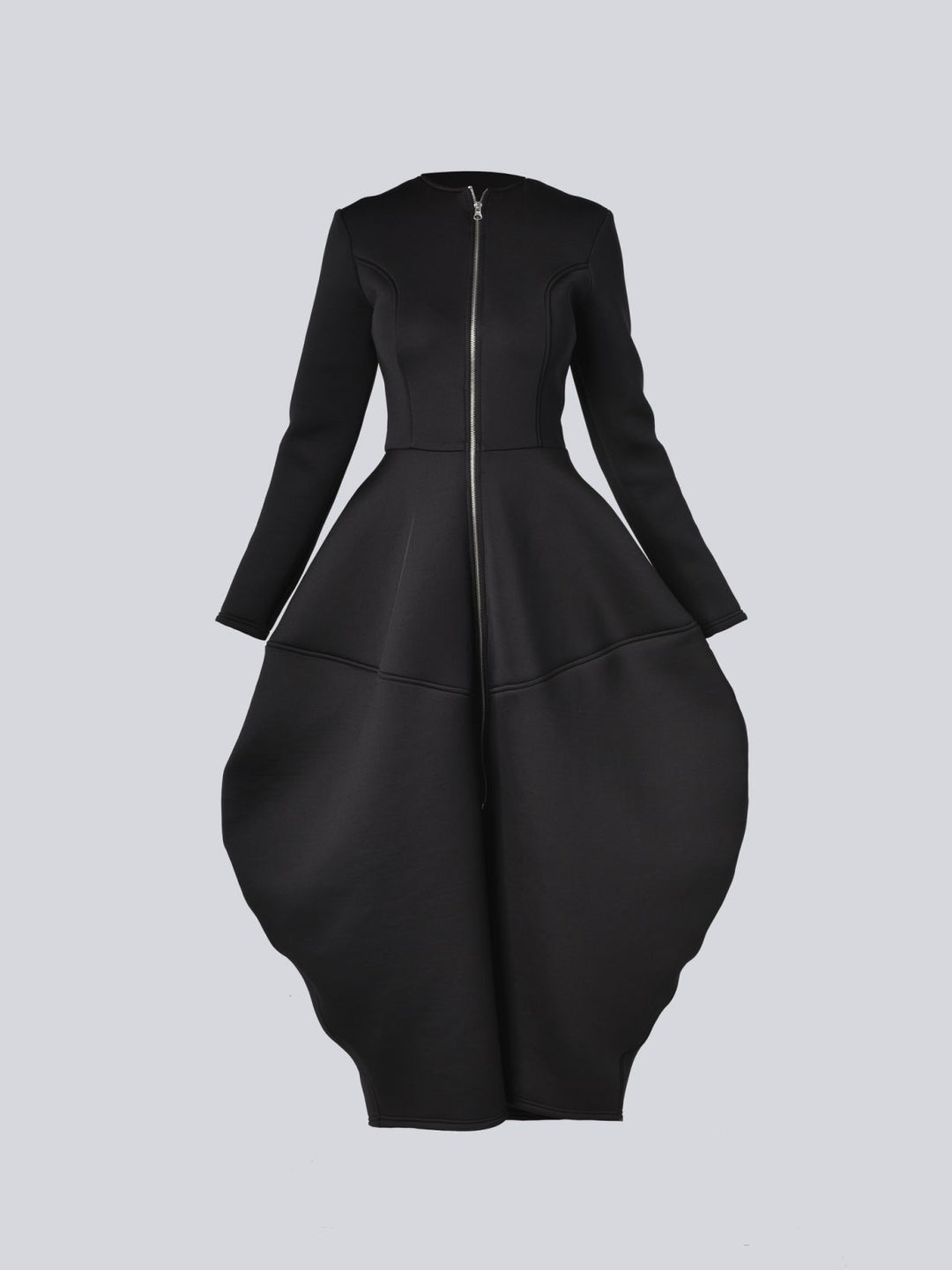 neoprene black dress Neoprene Turtleneck Midi Dress